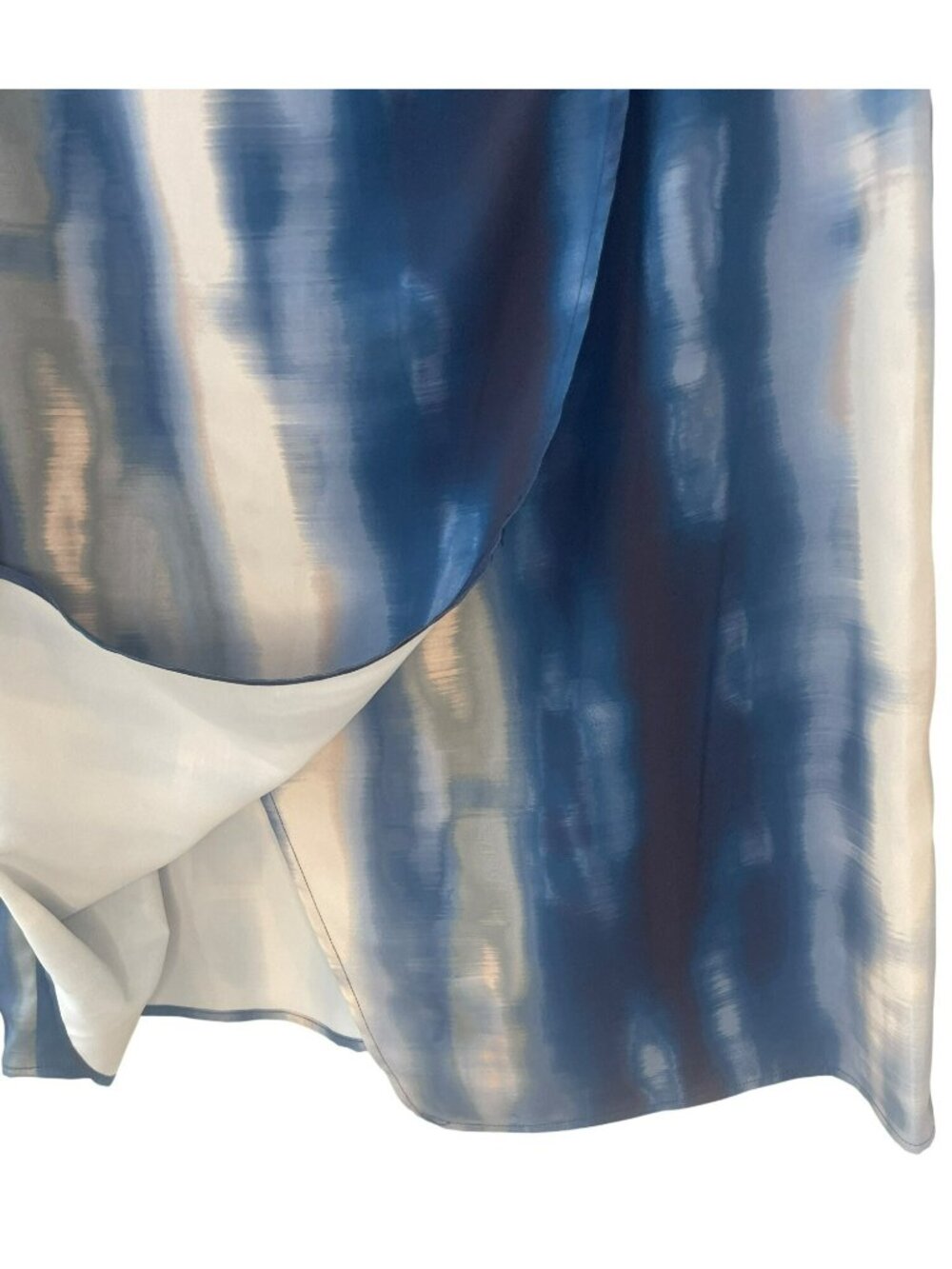 Luxely Blue & Grey Printed Draped Midi Half-Zip Dress US Size 2 NWT - Picture 5 of 9